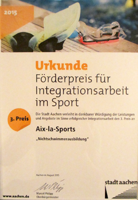 Urkunde Förderpreis für Integrationsarbeit im Sport